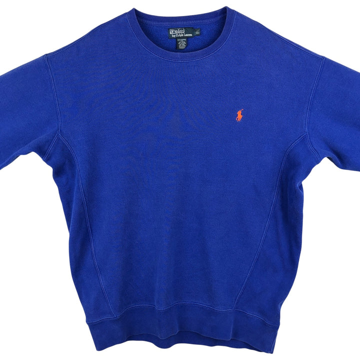 Ralph Lauren POLO by Ralph Lauren One Point Logo Sweatshirt Trainer Men's L size cotton blue type Vintage Second Hand