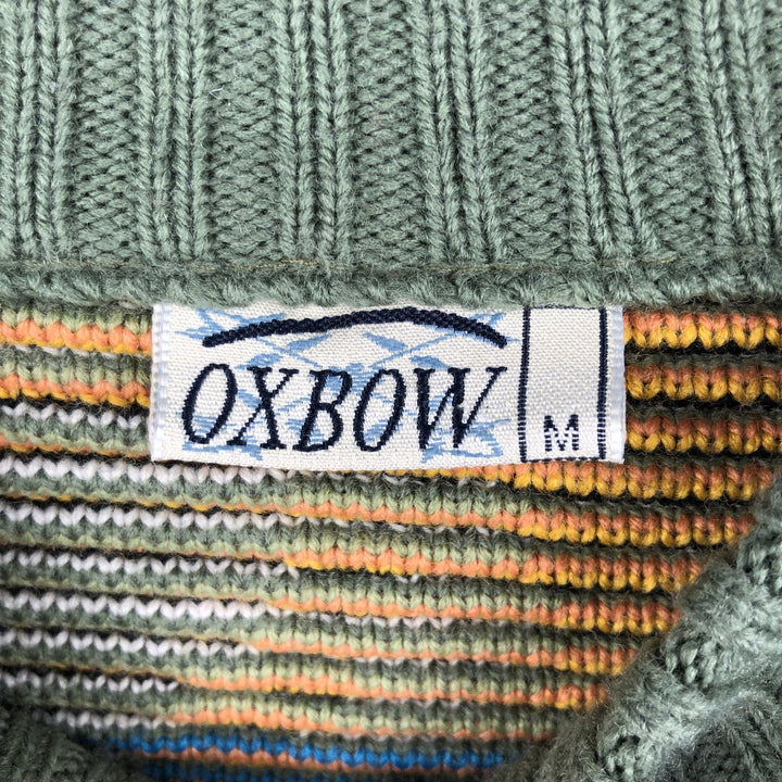 90'S OXBOW all-over botanical pattern acrylic knit sweater, men's size M, vintage acrylic Khaki type Vintage Second Hand