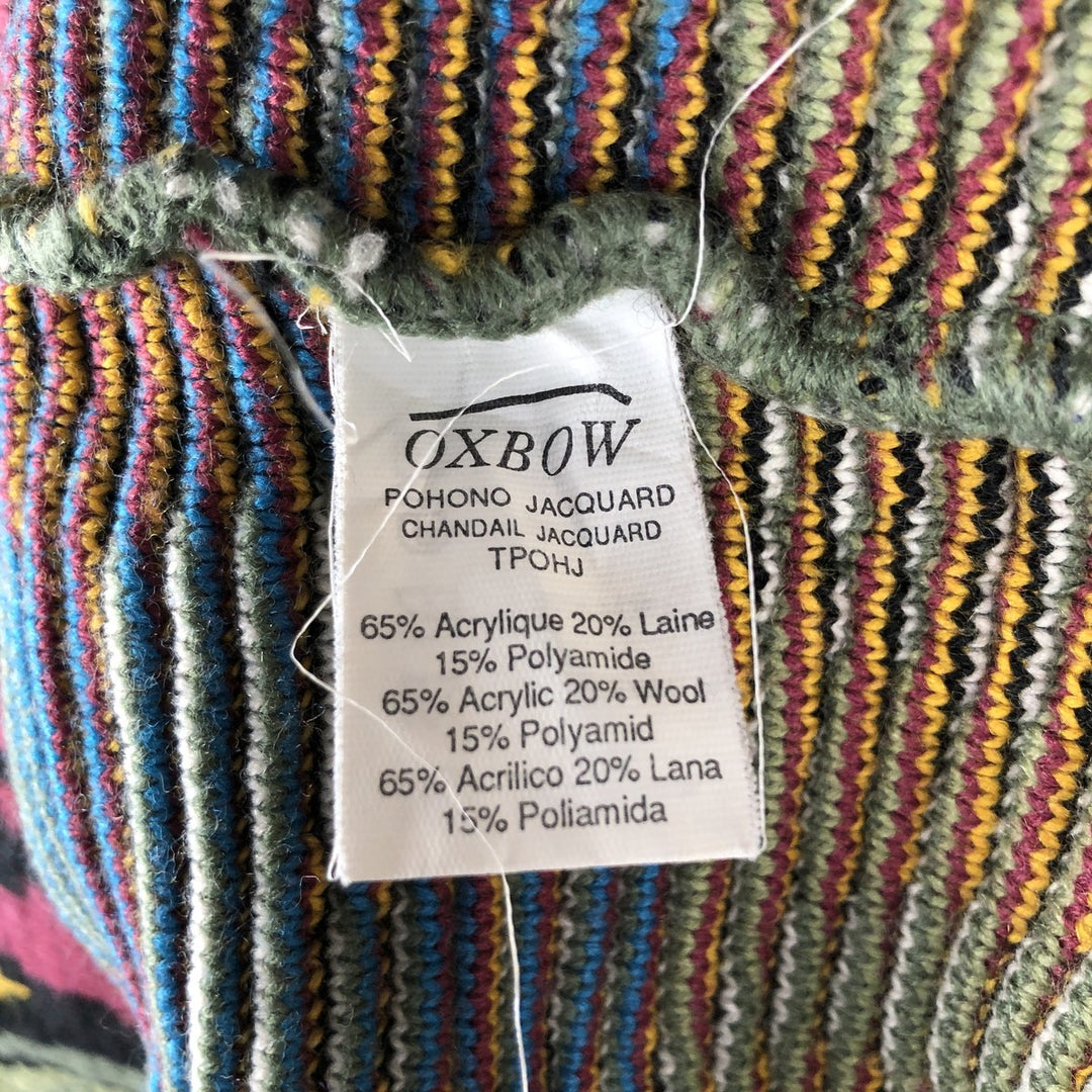 90'S OXBOW all-over botanical pattern acrylic knit sweater, men's size M, vintage acrylic Khaki type Vintage Second Hand