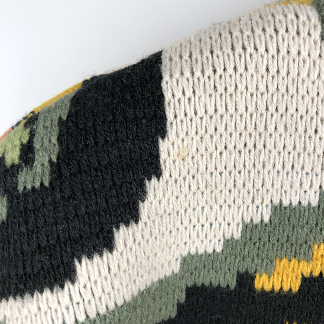 90'S OXBOW all-over botanical pattern acrylic knit sweater, men's size M, vintage acrylic Khaki type Vintage Second Hand
