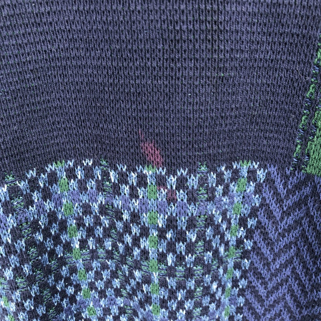 Vintage 90'S Ralph Lauren CHAPS check pattern cotton knit sweater, made in the USA, size L, men's cotton navy blue type Vintage Second Hand