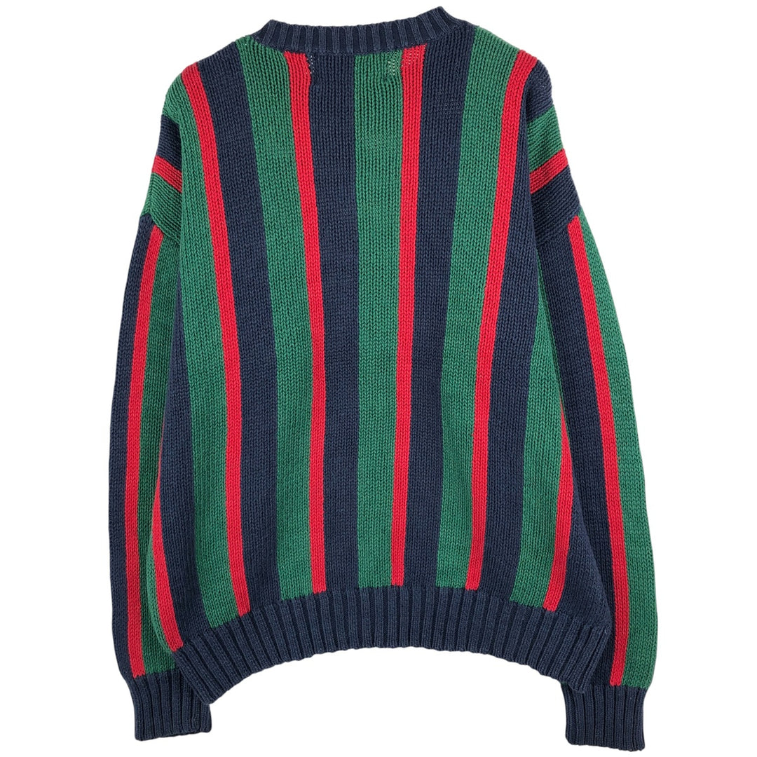 IVY CREW Multi-Stripe Ramie x Cotton Knit Sweater, Men's XL Lamy red type Vintage Second Hand