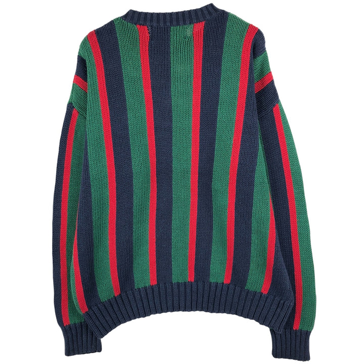 IVY CREW Multi-Stripe Ramie x Cotton Knit Sweater, Men's XL Lamy red type Vintage Second Hand