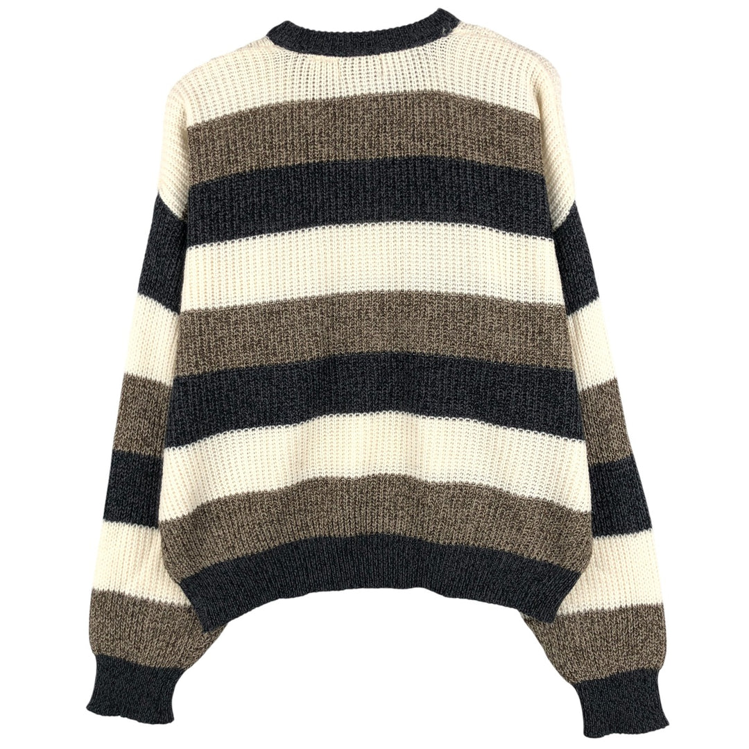 Vintage 80s-90'S Multi-Border Acrylic Knit Sweater, Men's Size XL acrylic ivory Vintage Second Hand