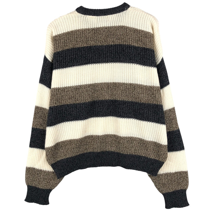 Vintage 80s-90'S Multi-Border Acrylic Knit Sweater, Men's Size XL acrylic ivory Vintage Second Hand