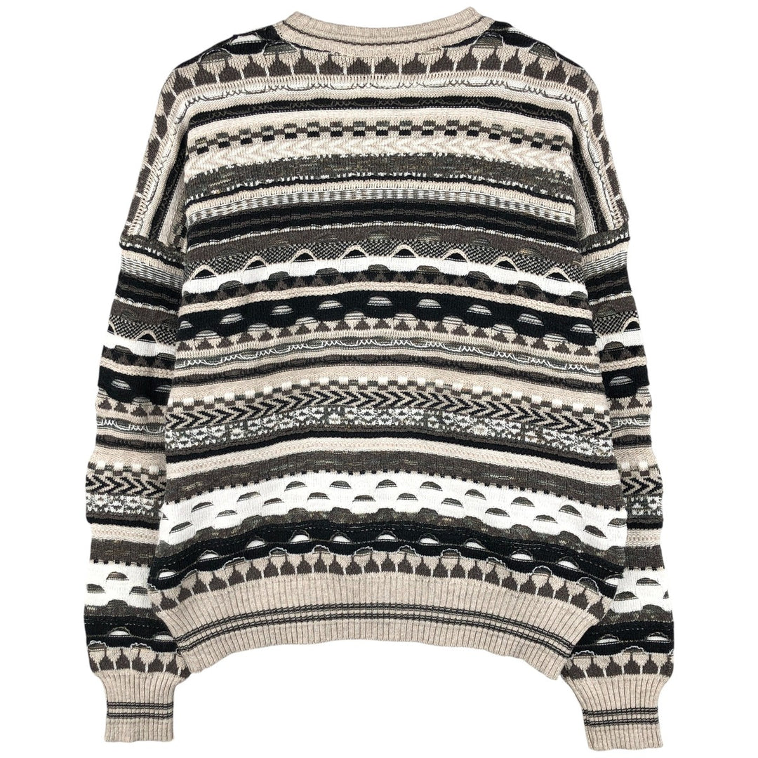Marconi all-over print 3D knit sweater, men's size L cotton gray type Vintage Second Hand