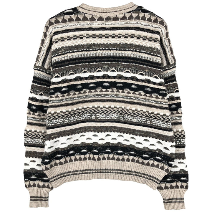 Marconi all-over print 3D knit sweater, men's size L cotton gray type Vintage Second Hand