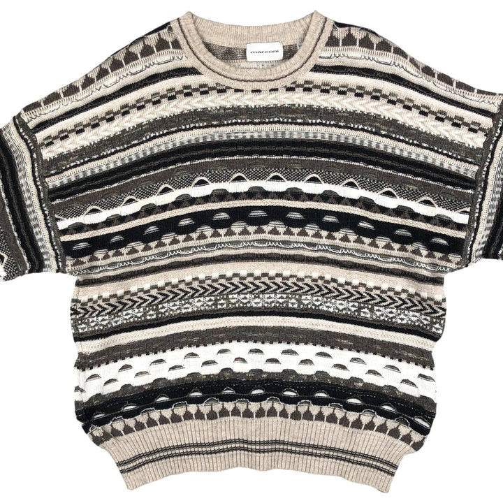 Marconi all-over print 3D knit sweater, men's size L cotton gray type Vintage Second Hand