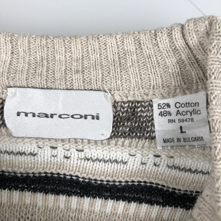 Marconi all-over print 3D knit sweater, men's size L cotton gray type Vintage Second Hand