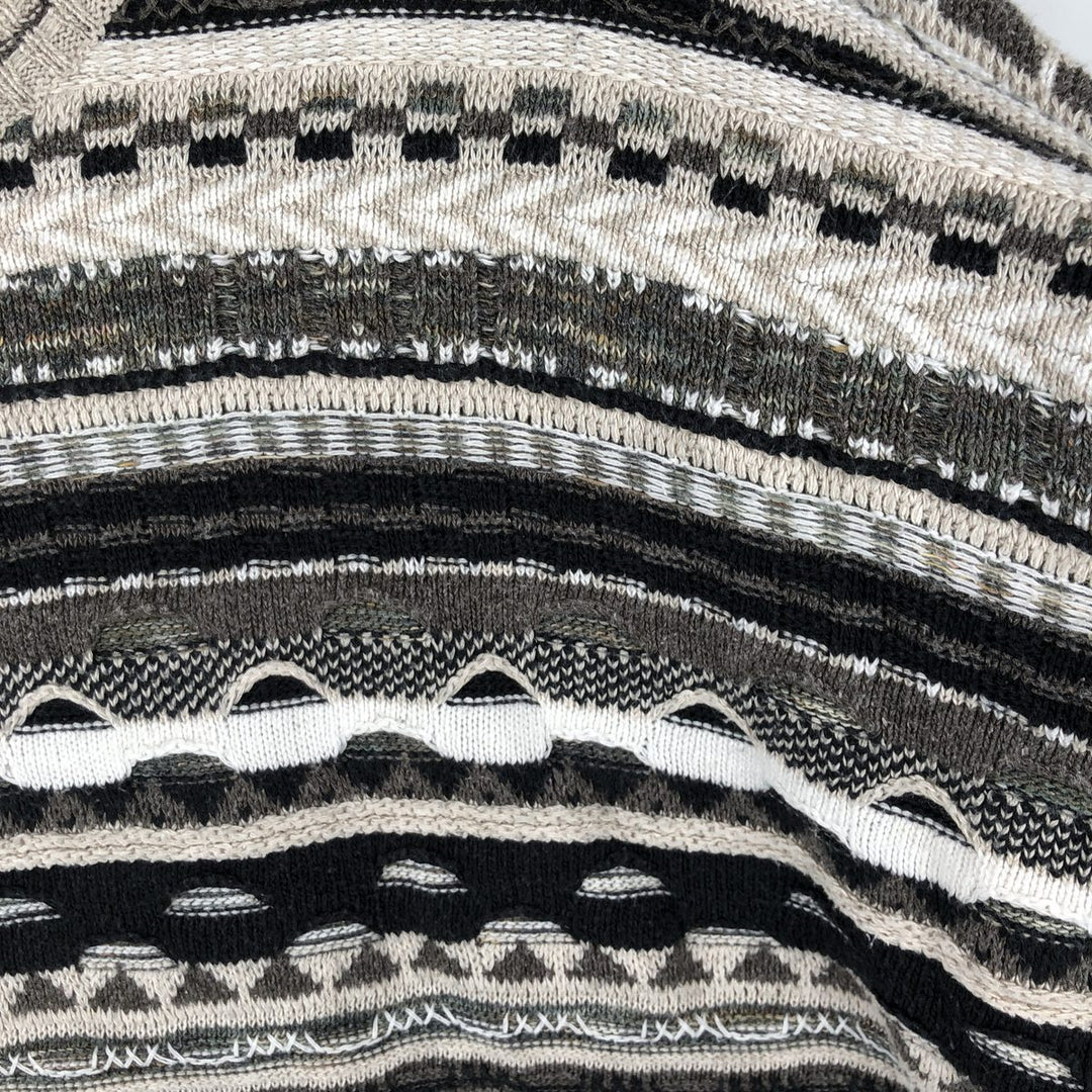 Marconi all-over print 3D knit sweater, men's size L cotton gray type Vintage Second Hand
