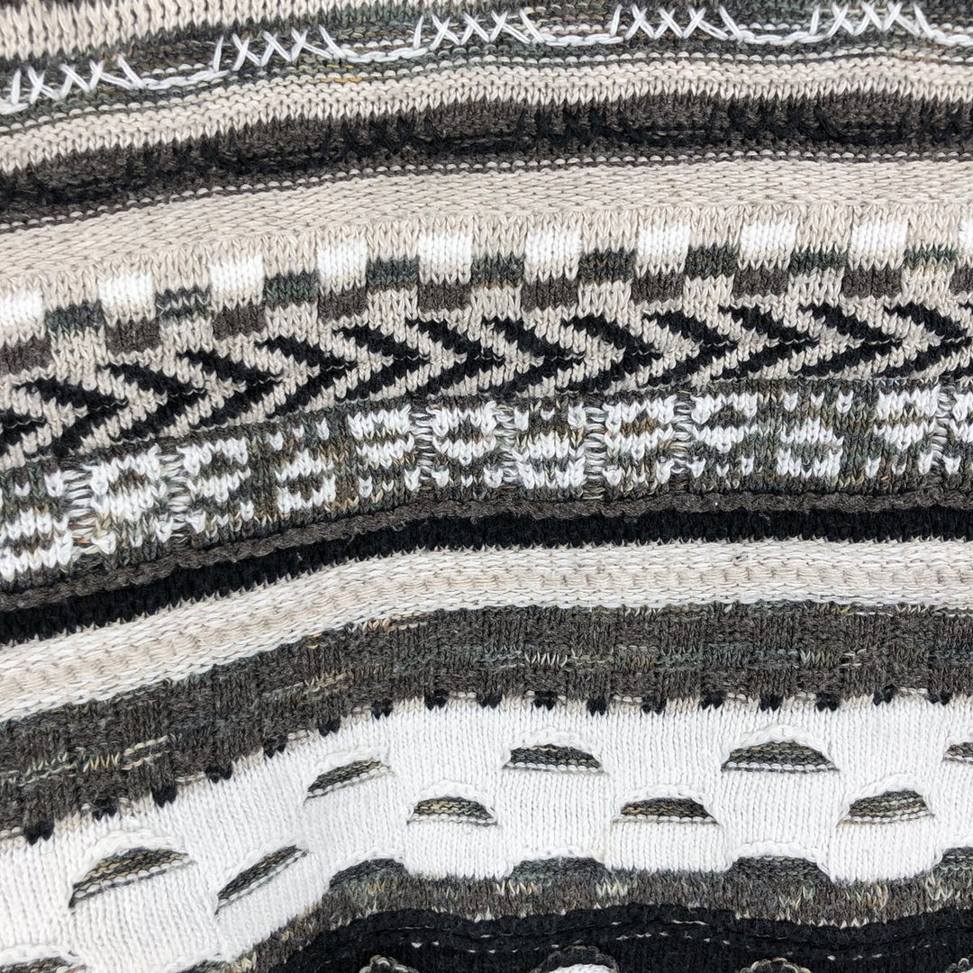 Marconi all-over print 3D knit sweater, men's size L cotton gray type Vintage Second Hand