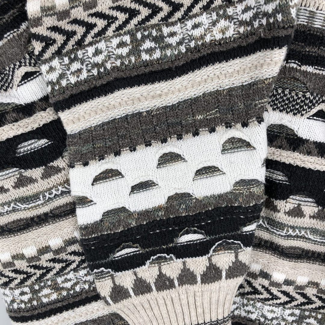 Marconi all-over print 3D knit sweater, men's size L cotton gray type Vintage Second Hand