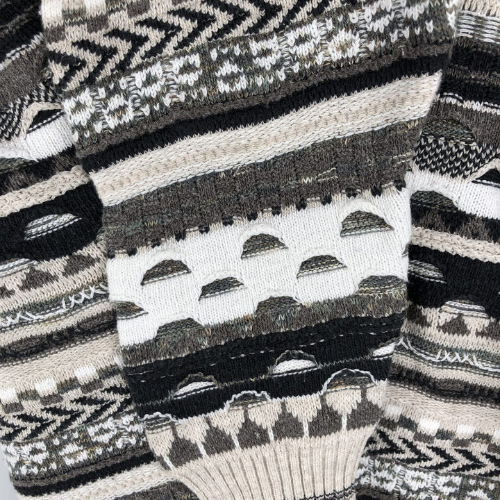Marconi all-over print 3D knit sweater, men's size L cotton gray type Vintage Second Hand