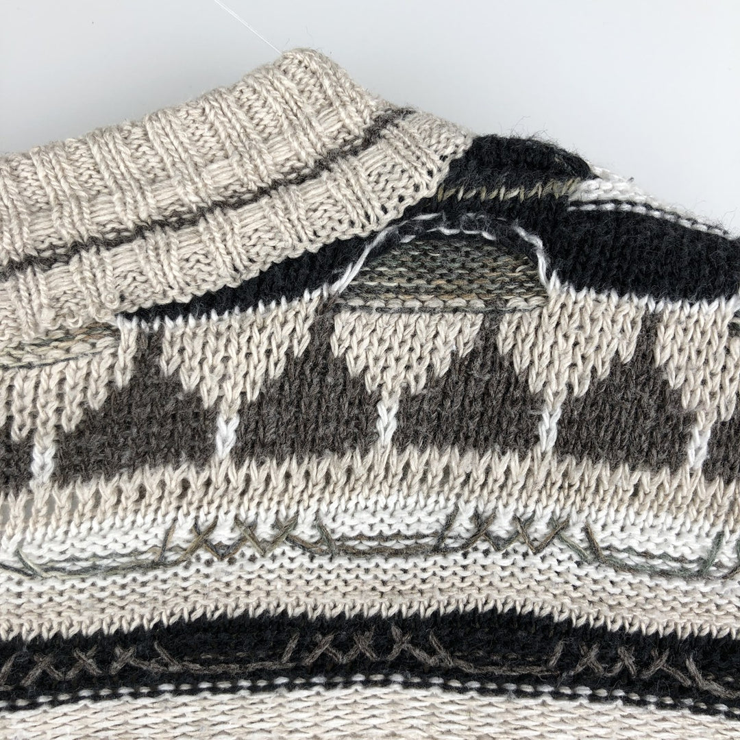 Marconi all-over print 3D knit sweater, men's size L cotton gray type Vintage Second Hand