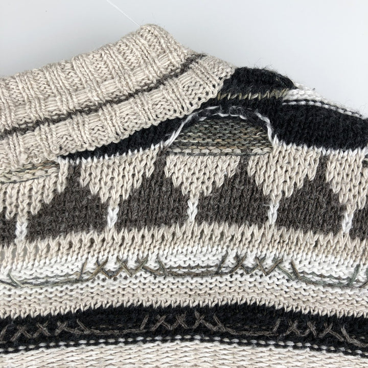 Marconi all-over print 3D knit sweater, men's size L cotton gray type Vintage Second Hand