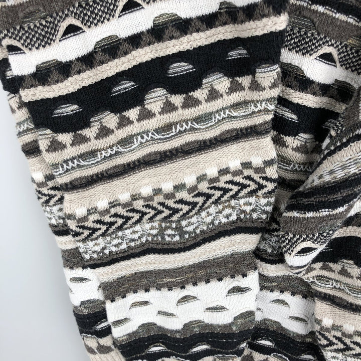Marconi all-over print 3D knit sweater, men's size L cotton gray type Vintage Second Hand