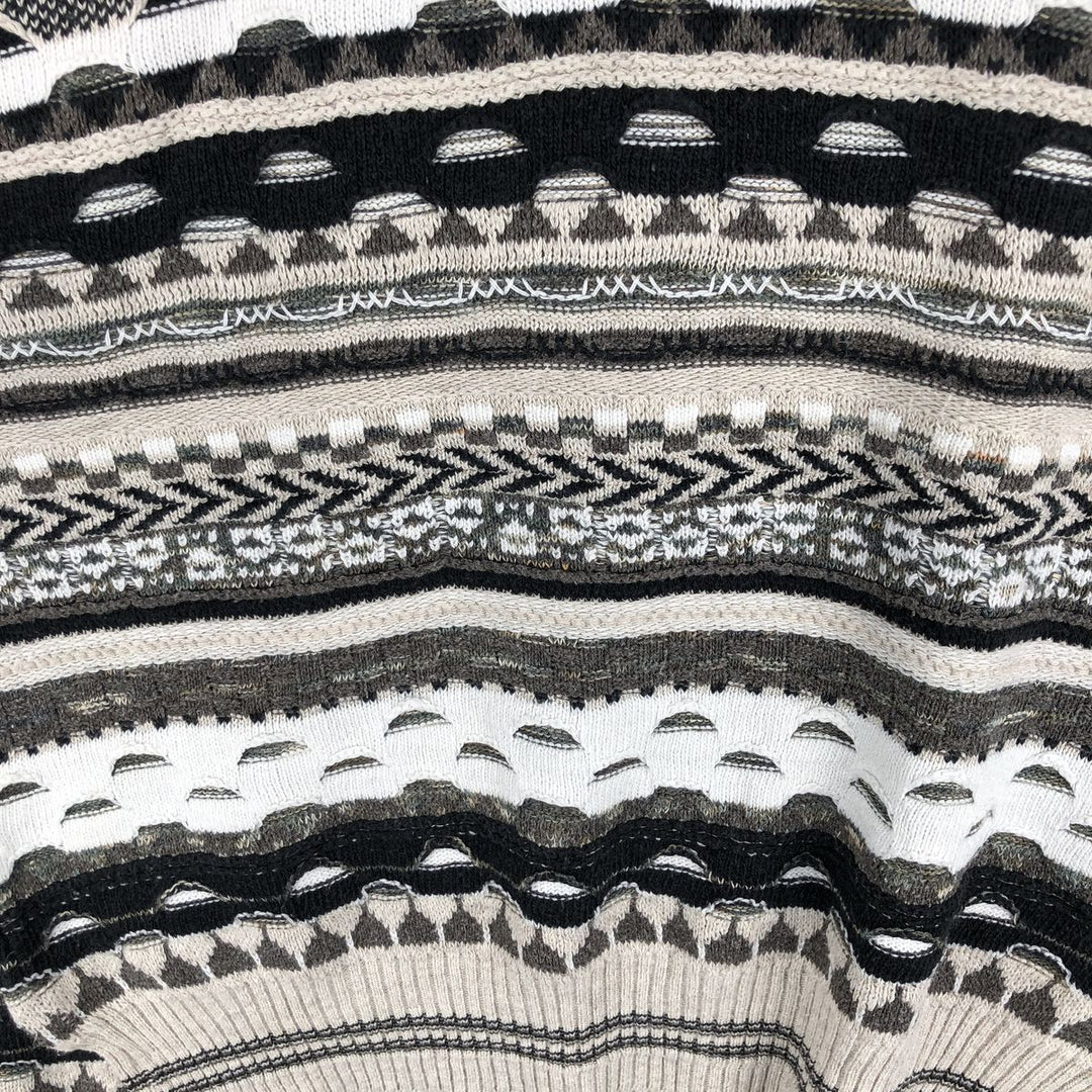 Marconi all-over print 3D knit sweater, men's size L cotton gray type Vintage Second Hand