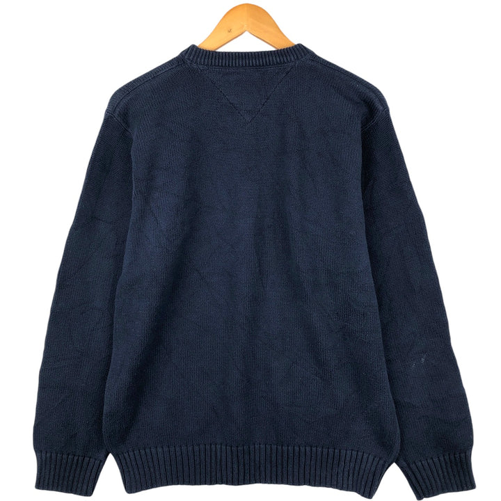 Tommy Hilfiger cotton knit sweater, men's size M cotton navy blue type Vintage Second Hand