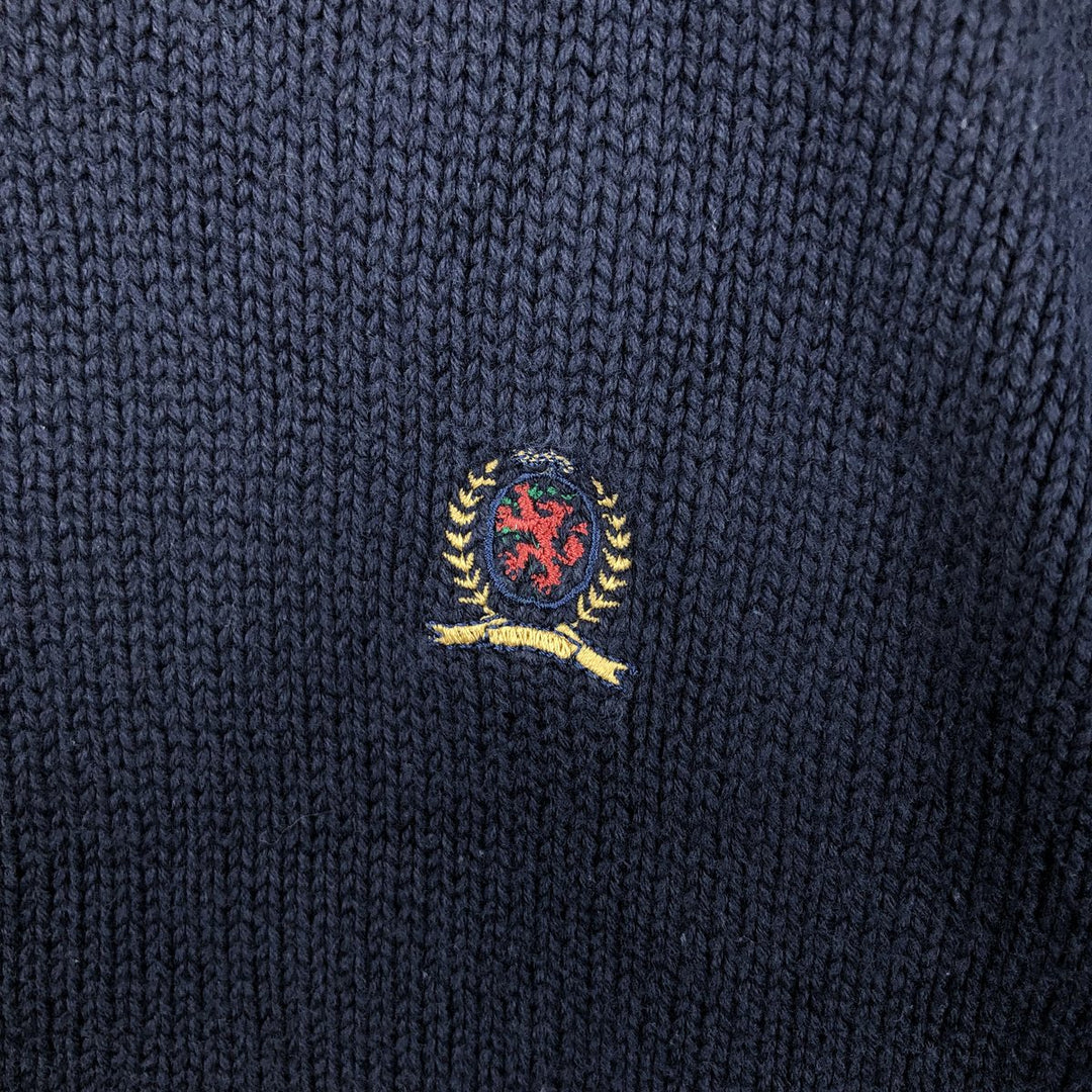 Tommy Hilfiger cotton knit sweater, men's size M cotton navy blue type Vintage Second Hand