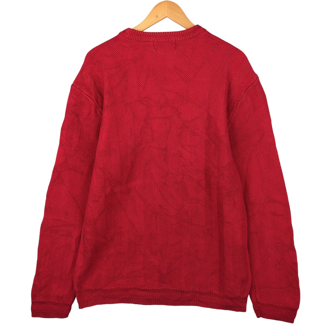 Ralph Lauren CHAPS Herringbone Cotton Knit Sweater, Men's Size L cotton red type Vintage Second Hand