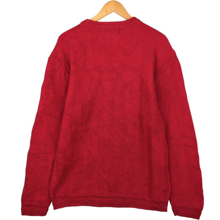 Ralph Lauren CHAPS Herringbone Cotton Knit Sweater, Men's Size L cotton red type Vintage Second Hand
