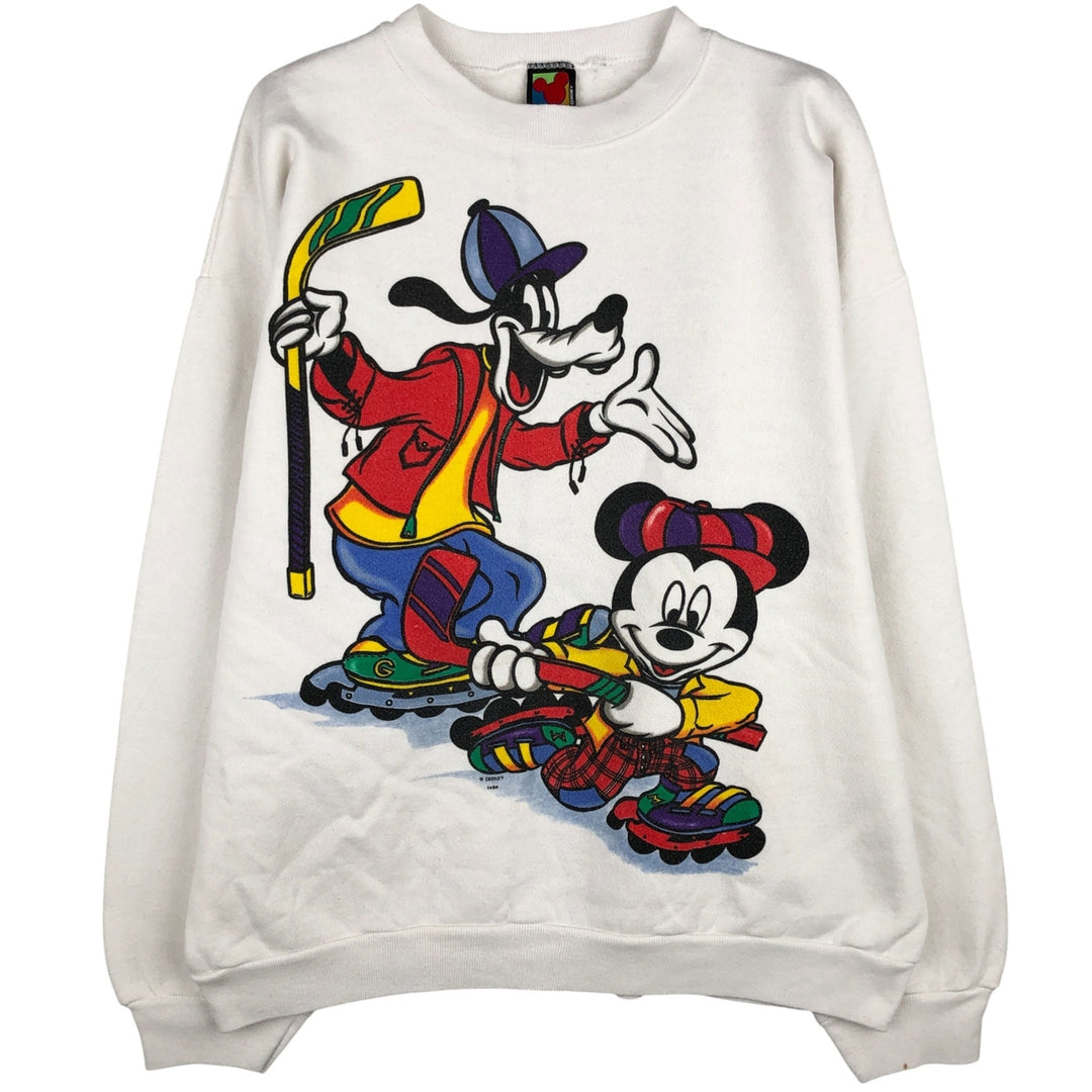 Vintage 90'S MICKY UNLIMITED DISNEY Disney character sweatshirt, Made in USA, Men's XL cotton white type Vintage Second Hand