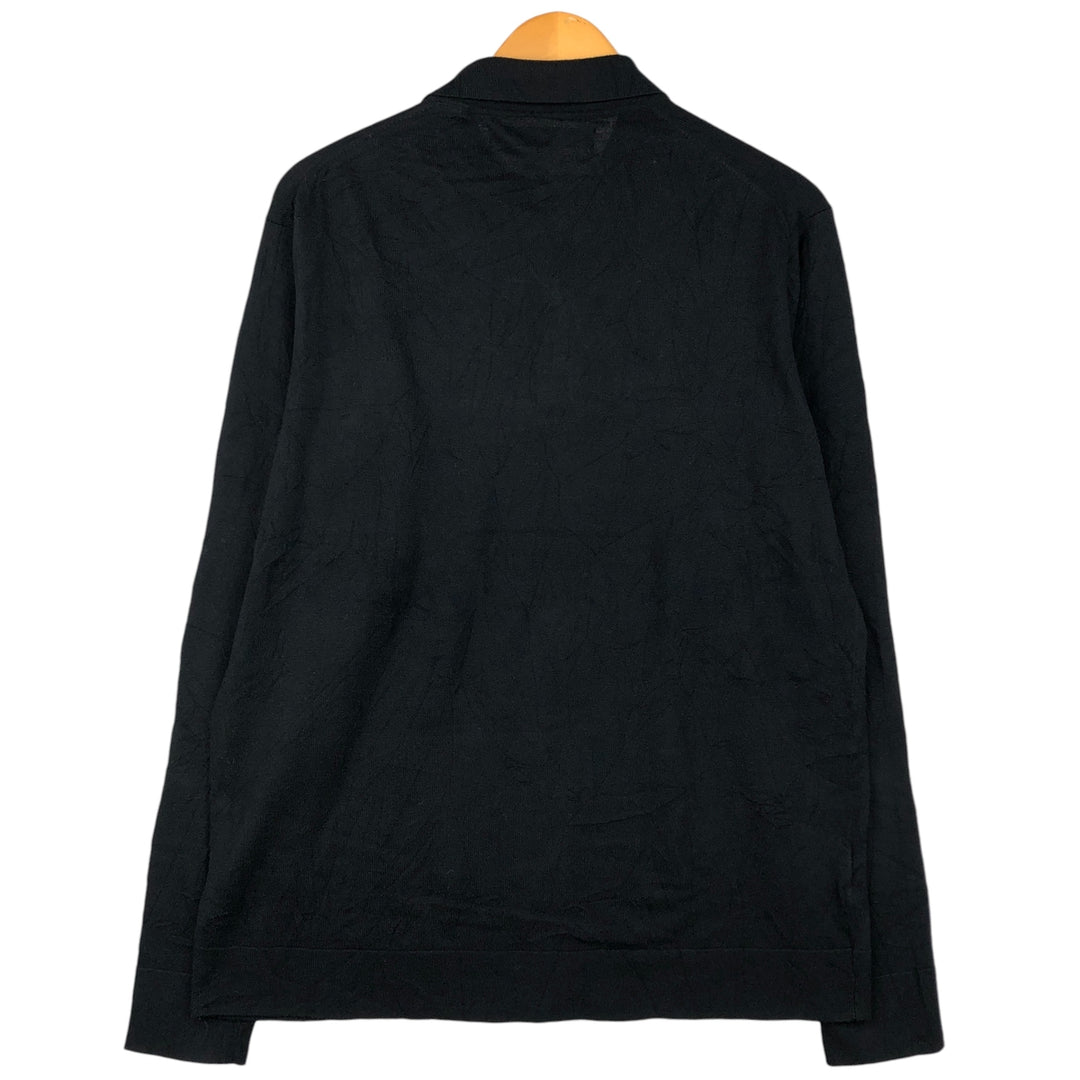 PERRY ELLIS polo knit sweater, men's size M cotton black type Vintage Second Hand