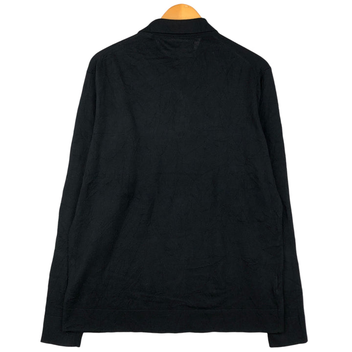 PERRY ELLIS polo knit sweater, men's size M cotton black type Vintage Second Hand
