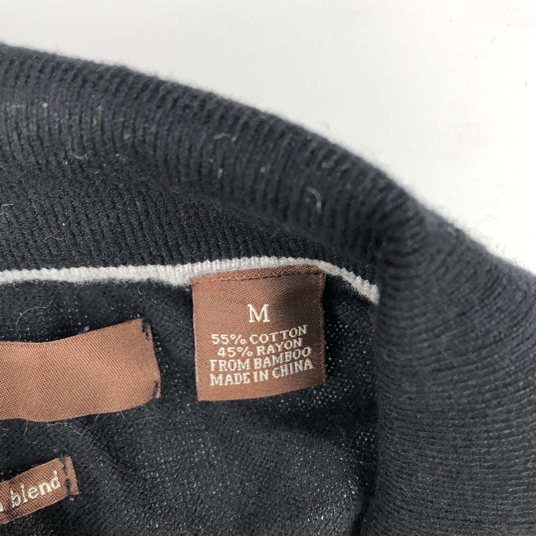 PERRY ELLIS polo knit sweater, men's size M cotton black type Vintage Second Hand