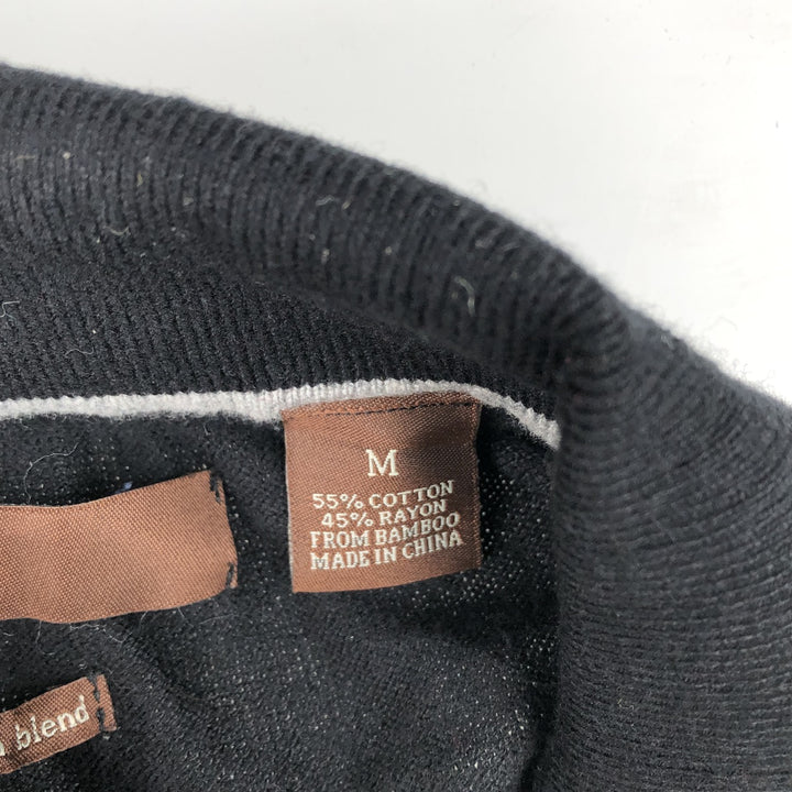 PERRY ELLIS polo knit sweater, men's size M cotton black type Vintage Second Hand