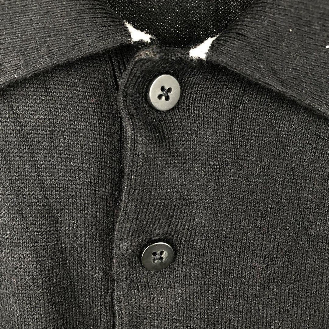 PERRY ELLIS polo knit sweater, men's size M cotton black type Vintage Second Hand