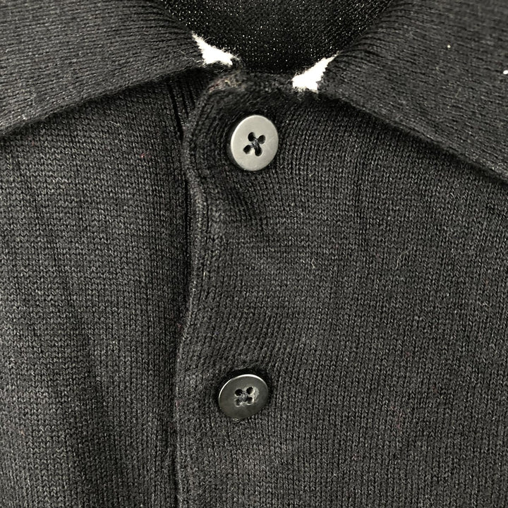 PERRY ELLIS polo knit sweater, men's size M cotton black type Vintage Second Hand