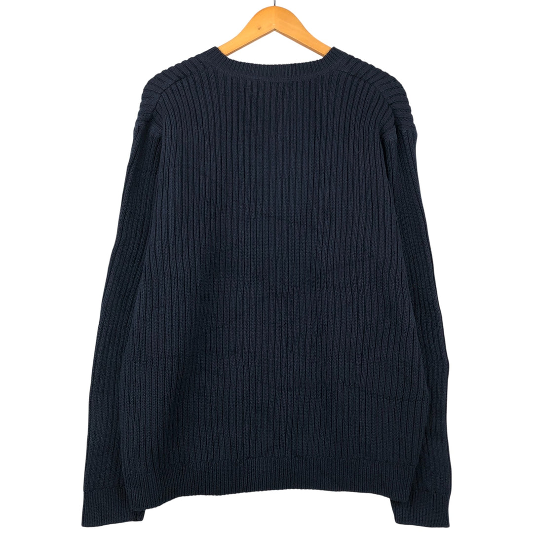 2000'S Eddie Bauer Ribbed V-Neck Cotton Knit Sweater, Men's Size XL cotton Navy blue Vintage Second Hand