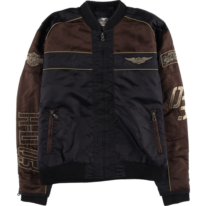 Harley-Davidson Men's Padded Puffer Jacket (Size L) Nylon black type Vintage Second Hand