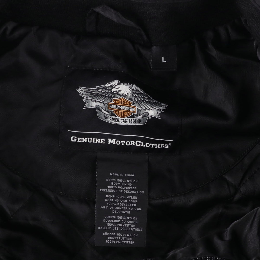 Harley-Davidson Men's Padded Puffer Jacket (Size L) Nylon black type Vintage Second Hand