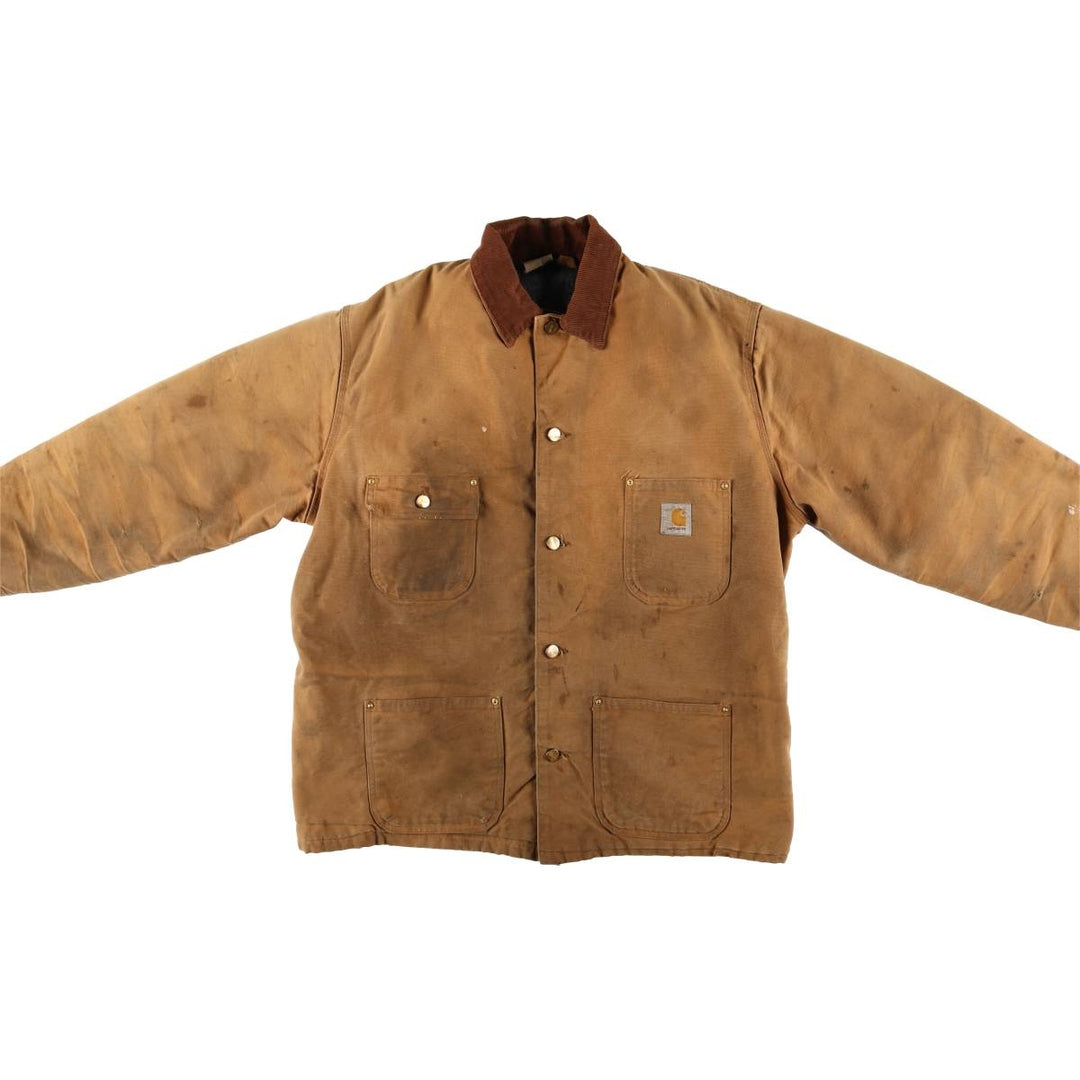 Carhartt Michigan Chore Coat Duck Coverall Men's XL Size unclear ocher yellow type Vintage Second Hand