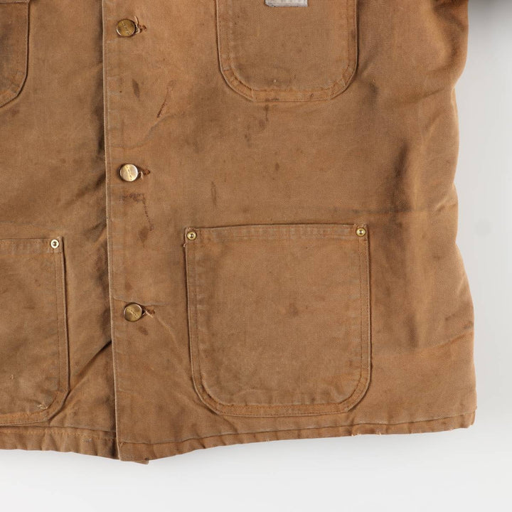 Carhartt Michigan Chore Coat Duck Coverall Men's XL Size unclear ocher yellow type Vintage Second Hand