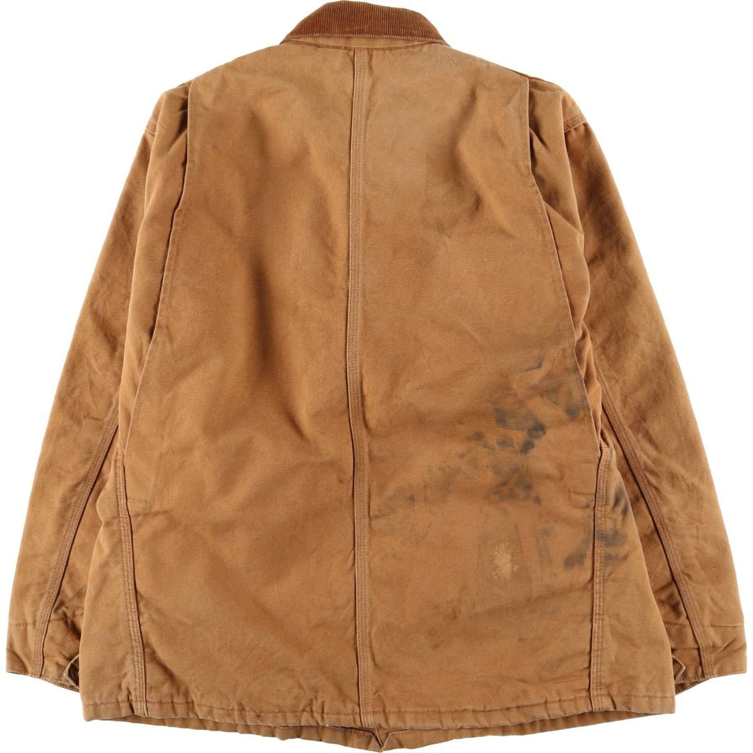 90'S Carhartt Michigan Chore Coat/Duck Coverall, Made in USA, Men's Size L, Vintage cotton ocher yellow type Vintage Second Hand