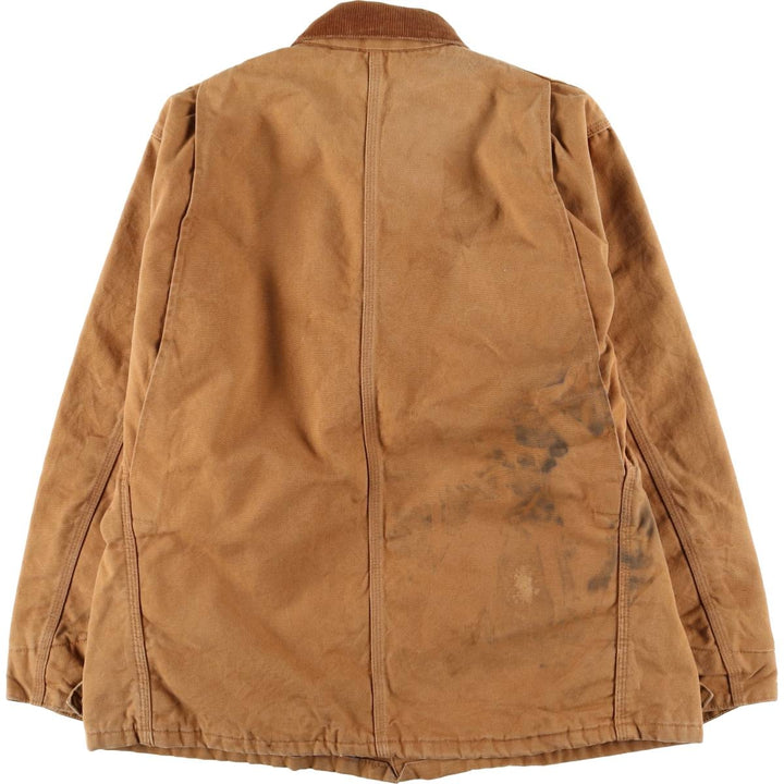 90'S Carhartt Michigan Chore Coat/Duck Coverall, Made in USA, Men's Size L, Vintage cotton ocher yellow type Vintage Second Hand