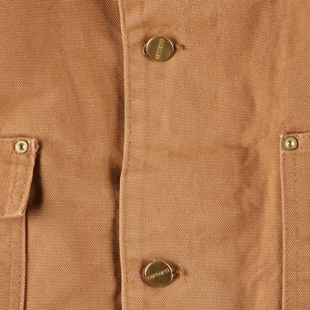 90'S Carhartt Michigan Chore Coat/Duck Coverall, Made in USA, Men's Size L, Vintage cotton ocher yellow type Vintage Second Hand