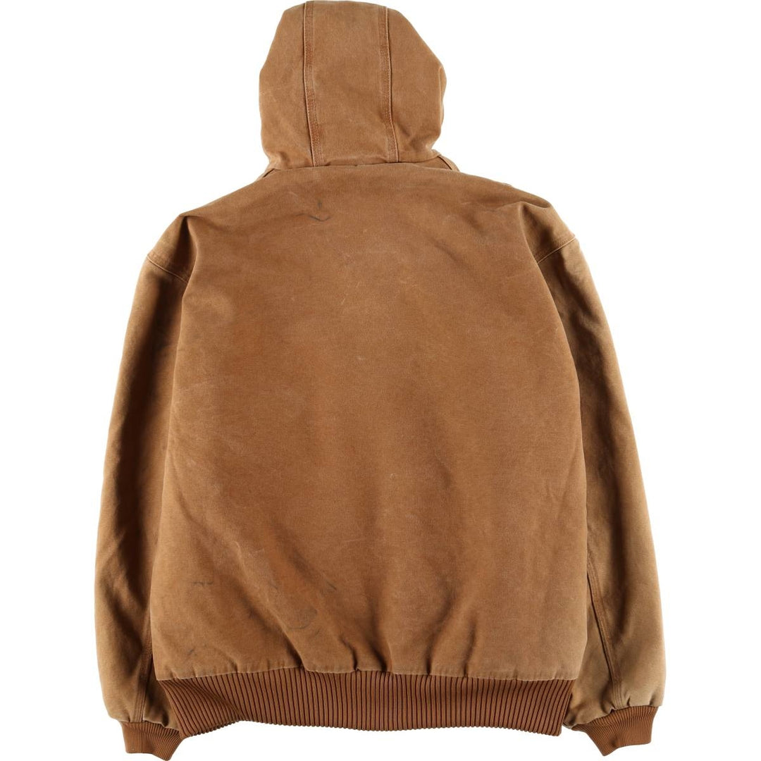 2000'S Carhartt Active Jacket, Padded Duck Full Zip Hoodie, Men's Size XL cotton brown type Vintage Second Hand