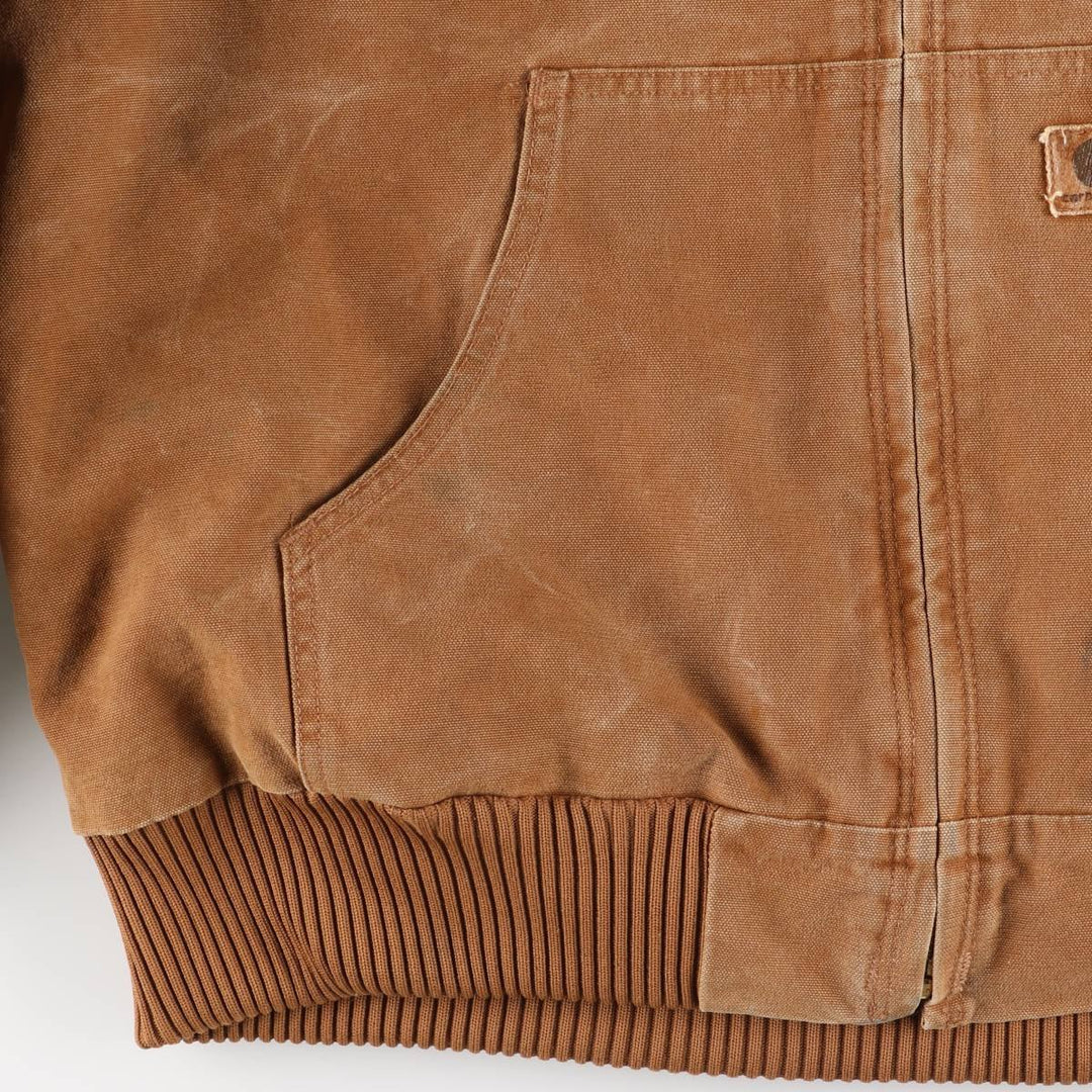 2000'S Carhartt Active Jacket, Padded Duck Full Zip Hoodie, Men's Size XL cotton brown type Vintage Second Hand