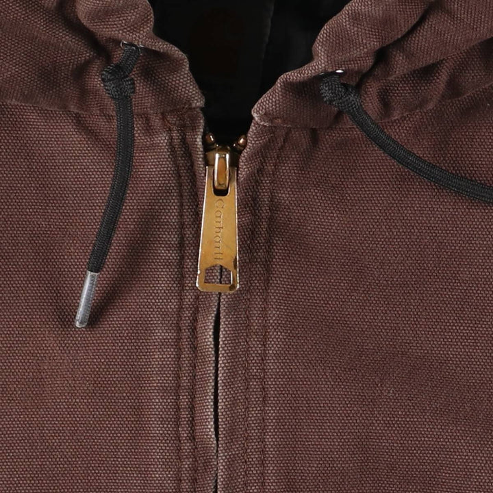 Carhartt Active Jacket, Padded Duck Full-Zip Hoodie, Men's Size Medium cotton brown type Vintage Second Hand