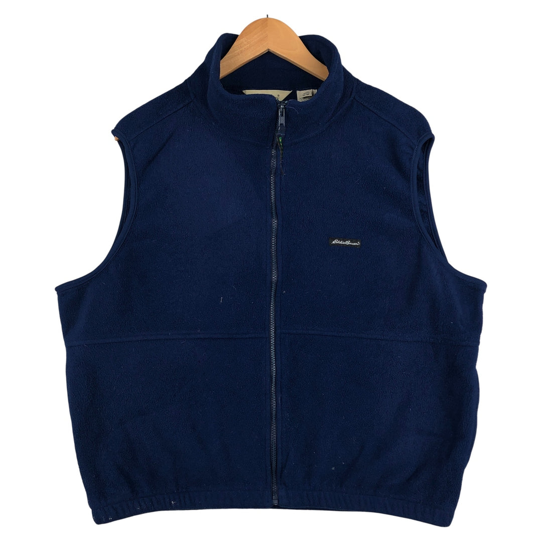 2000'S Eddie Bauer fleece vest, men's size M polyester Navy blue Vintage Second Hand