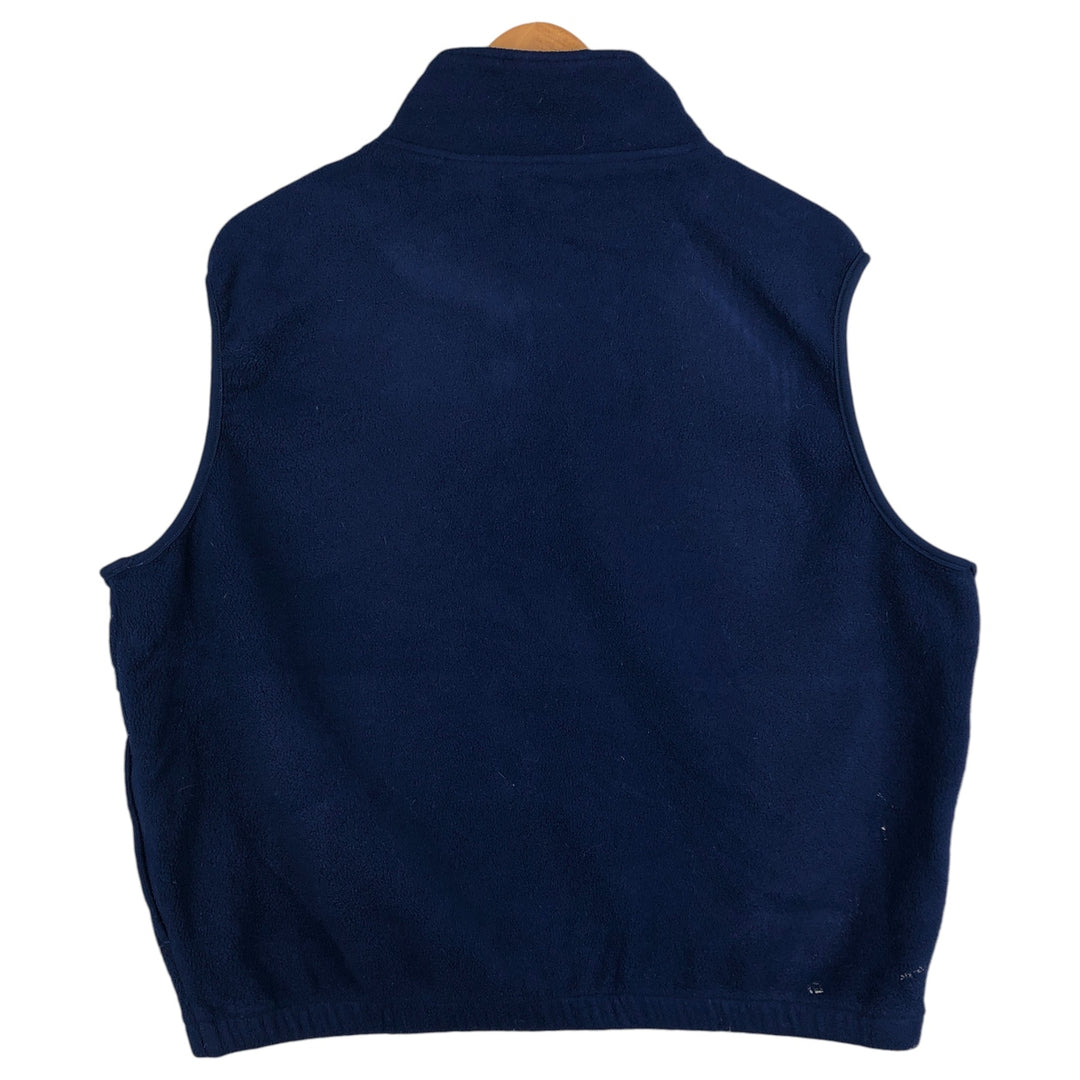 2000'S Eddie Bauer fleece vest, men's size M polyester Navy blue Vintage Second Hand