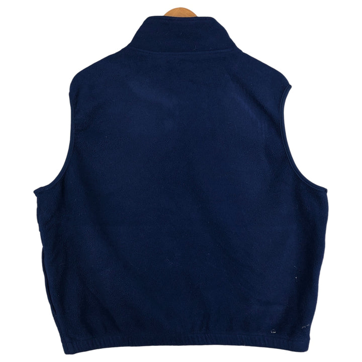 2000'S Eddie Bauer fleece vest, men's size M polyester Navy blue Vintage Second Hand