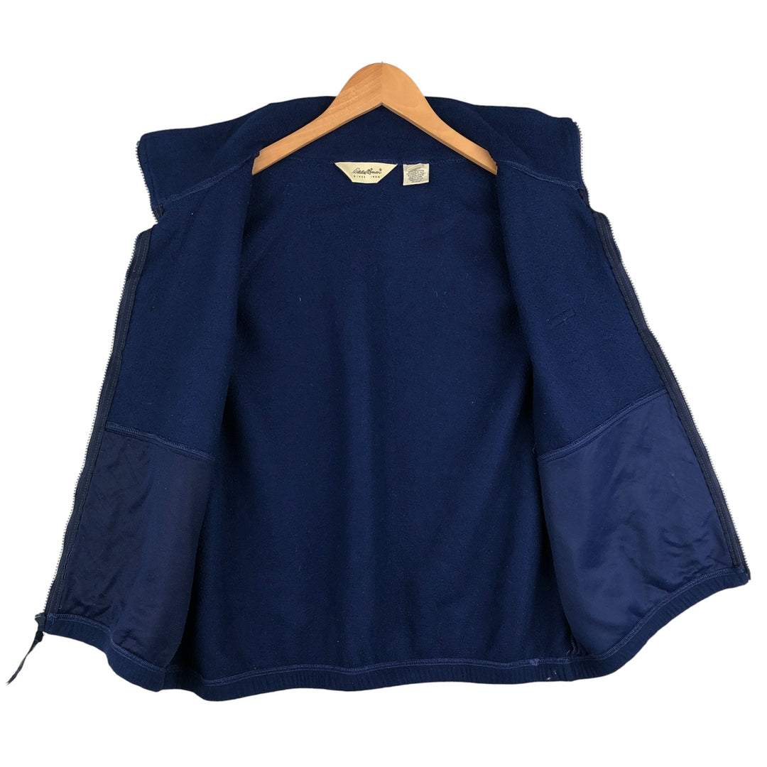 2000'S Eddie Bauer fleece vest, men's size M polyester Navy blue Vintage Second Hand