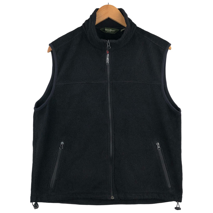 2000'S Eddie Bauer fleece vest, men's size M polyester black type Vintage Second Hand