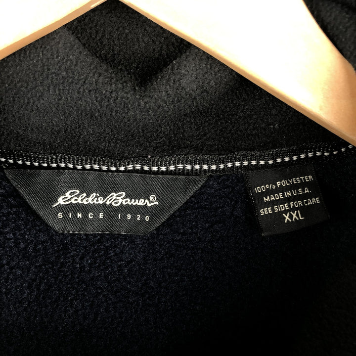 2000'S Eddie Bauer fleece vest, made in the USA, men's size XXL polyester navy blue type Vintage Second Hand