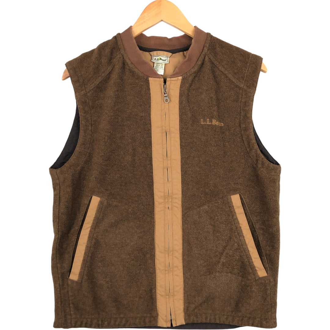 LLBean fleece vest, men's size S polyester brown type Vintage Second Hand